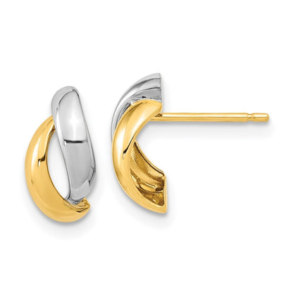 14k Yellow Gold Gold White Rhodium Fancy Teardrop Stud Earrings Gift for Women