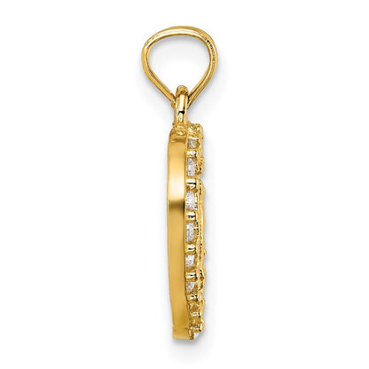 14k Yellow Gold Polished CZ Heart Pierced Design Our Lady of Guadalupe Pendant