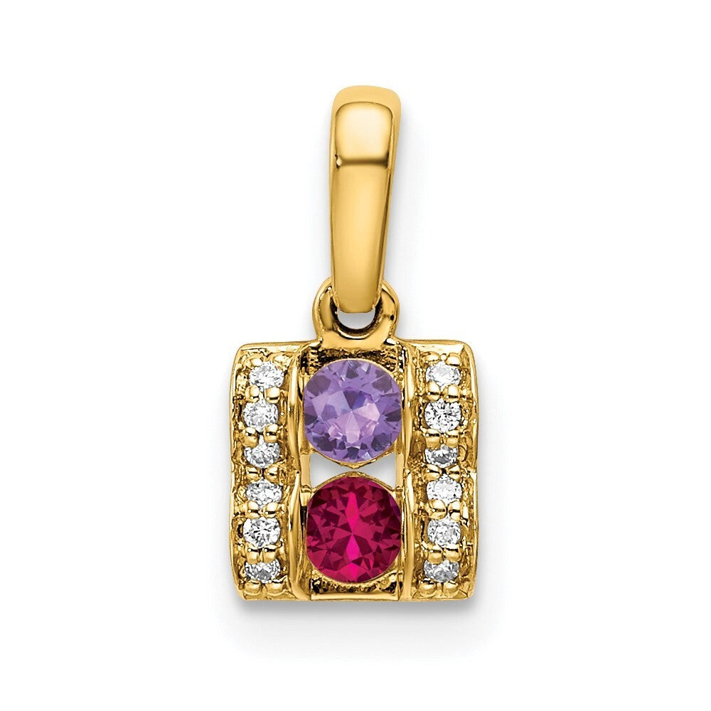 14k Yellow Gold Family Jewelry Diamond Semi-Set Pendant