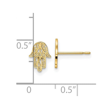 14k Yellow Gold Hamsa Stud Earrings Gift for Women