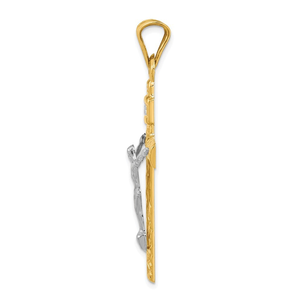 14k Two-tone Gold Rhodium Crucifix Pendant for Women