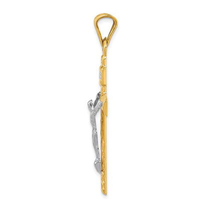 14k Two-tone Gold Rhodium Crucifix Pendant for Women