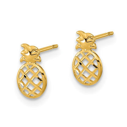 14k Yellow Gold D/C Children's Pineapple Stud Earrings