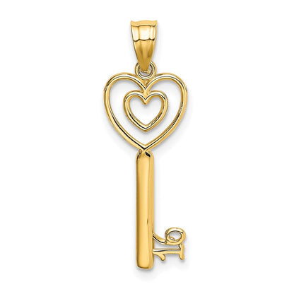 14k Yellow Gold Key Heart Sweet 16 Pendant