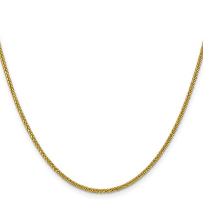14k Yellow Gold 16 inch 2mm Semi-Solid 3-Wire Wheat Chain Necklace