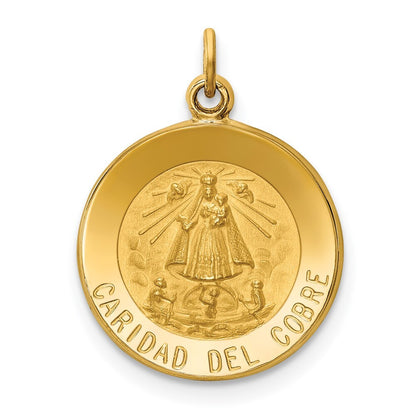 14k Yellow Gold Caridad Del Cobre Medal Pendant for Women