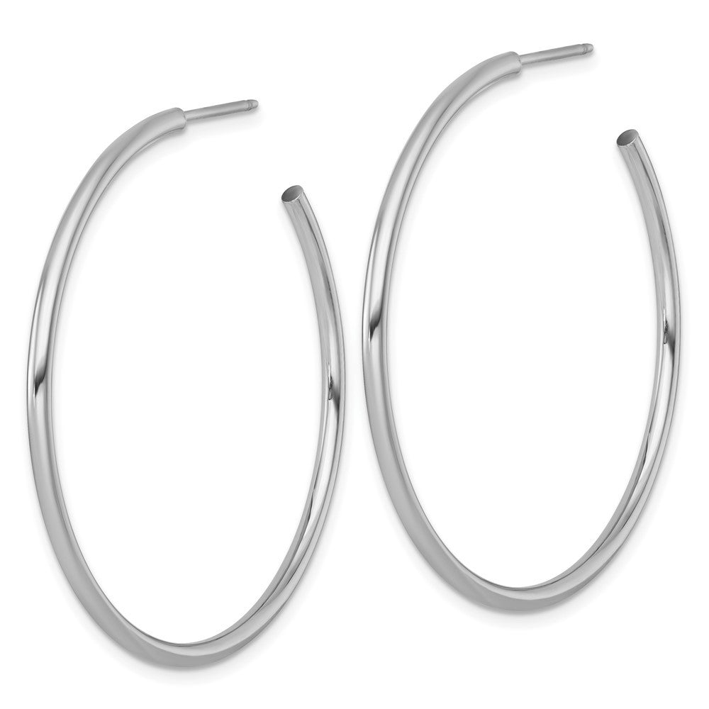 14k White Gold Polished 2 x 45mm Tube C-Hoop Earrings