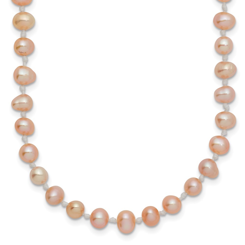 14k Yellow Gold 4-5mm Pink Near-Round Freshwater Cultured Pearl 20 inch Necklace