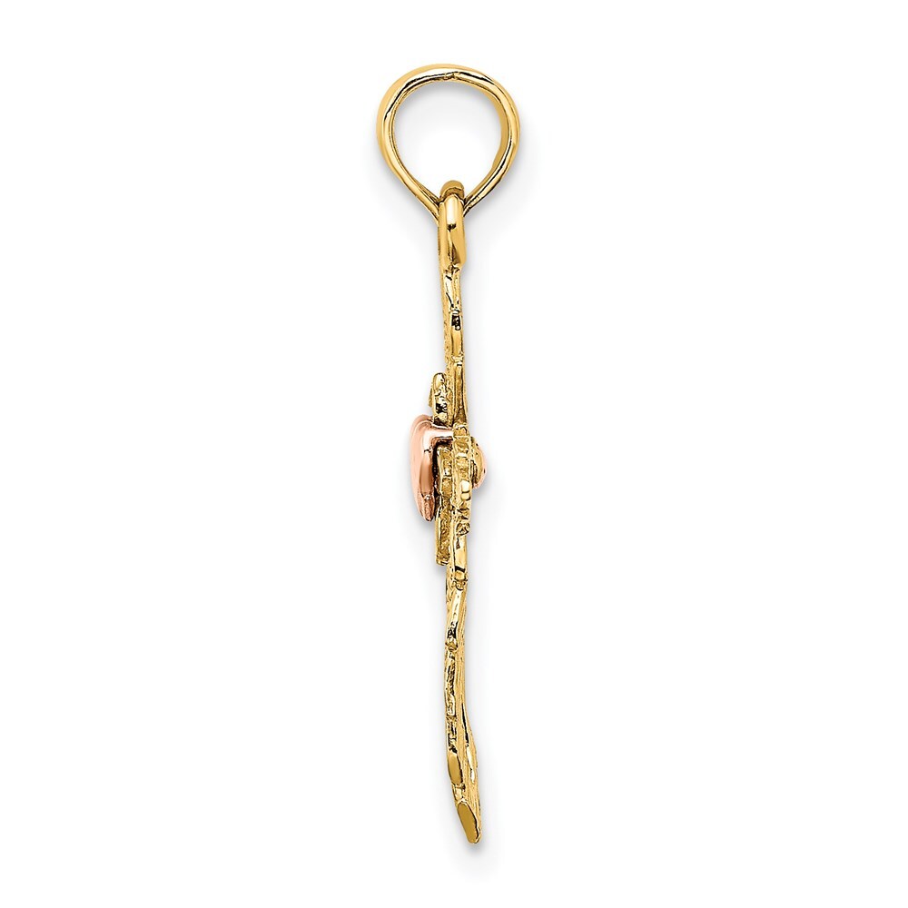 14k Two-tone Gold Cross  Heart Charm Pendant for Women