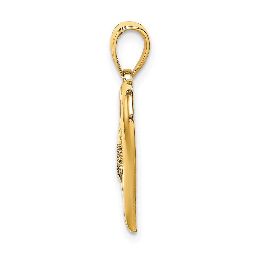 14k Yellow Gold Polished MOM Heart Pendant for Women