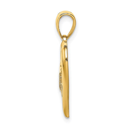14k Yellow Gold Polished MOM Heart Pendant for Women