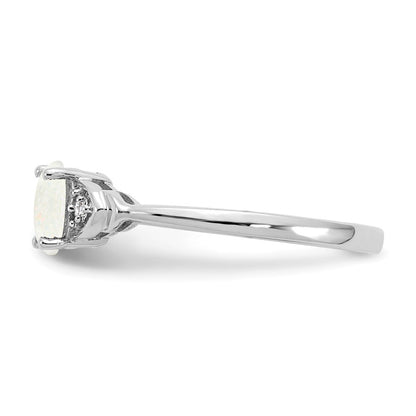 14k White Gold Opal and Diamond Ring
