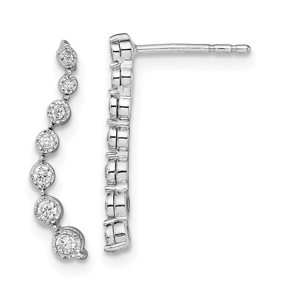 14k White Gold Graduating Diamond Earrings