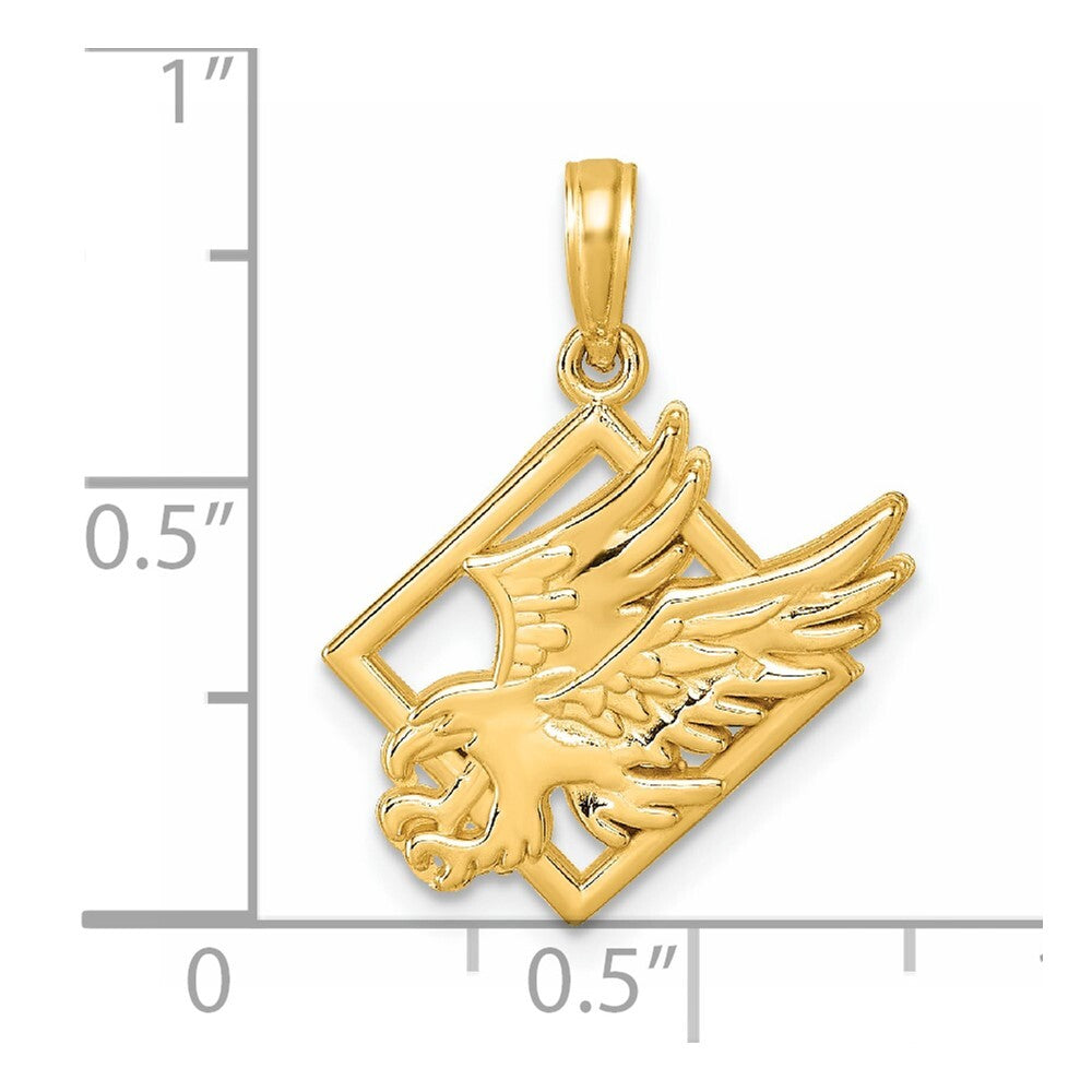 14k Yellow Gold Polished Eagle Pendant for Women