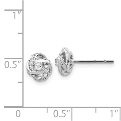 14k White Gold Diamond Knot Stud Earrings