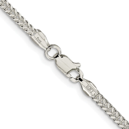 Sterling Silver Rhodium-plated 2mm Diamond-Cut Square Franco Chain Necklace