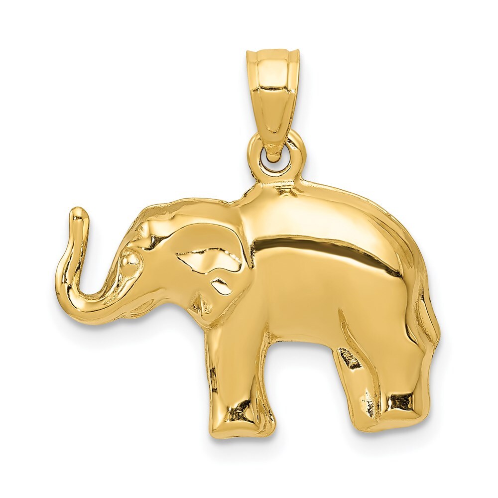 14k Yellow Gold Elephant Pendant for Women