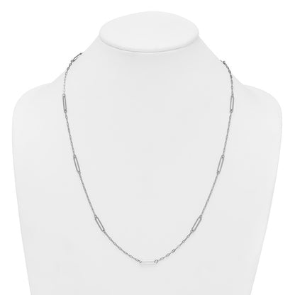 Sterling Silver Rhodium-plated Polished Paperclip Link 9-Station Necklace 24"
