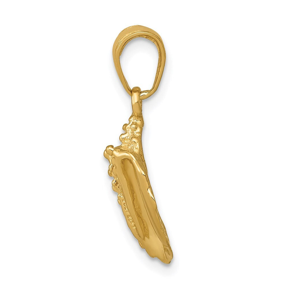 14k Yellow Gold Solid Polished Conch Shell Pendant for Women
