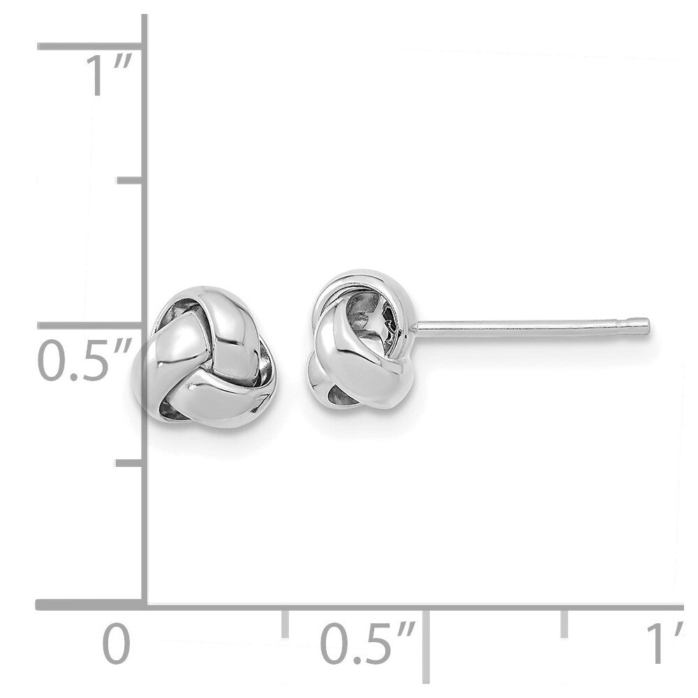 14k White Gold Polished Love Knot Stud Earrings Gift for Women