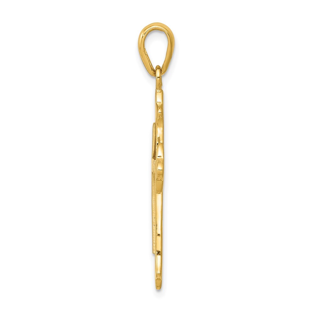 14k Two-tone Gold Fleur De Lis Cross Pendant for Women
