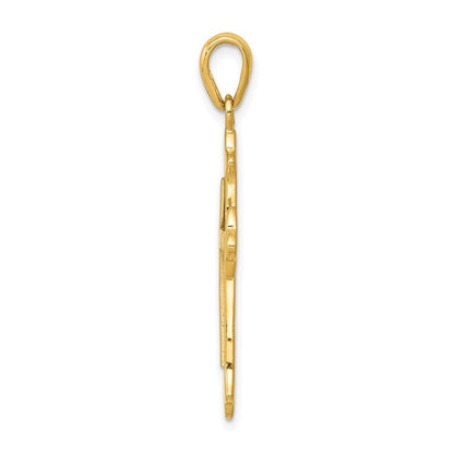 14k Two-tone Gold Fleur De Lis Cross Pendant for Women