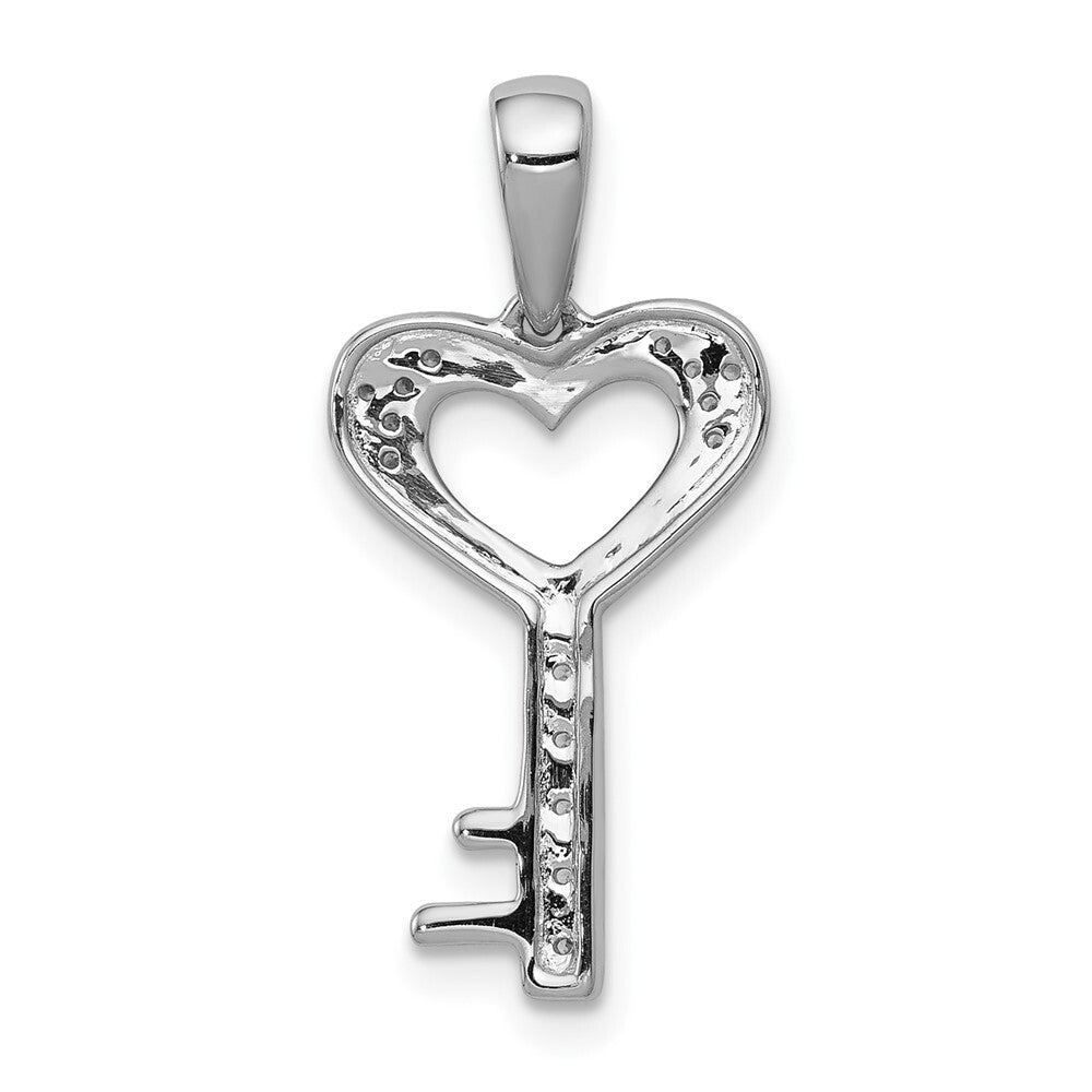 14k White Gold 1/20ct. Diamond Heart Key Pendant for Women