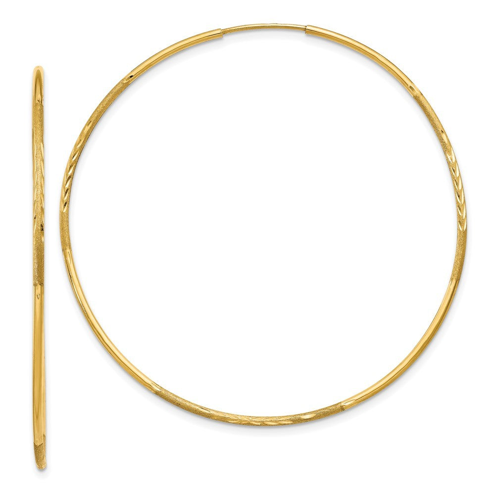 14k Yellow Gold 1.25mm Diamond-cut Endless Hoop Earring