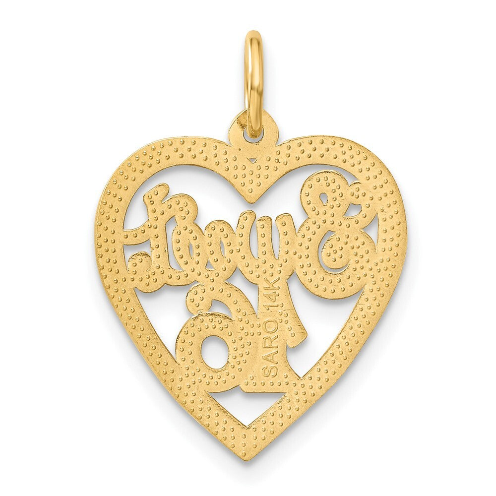 14k Yellow Gold SWEET 16 in A Heart Charm Pendant for Women