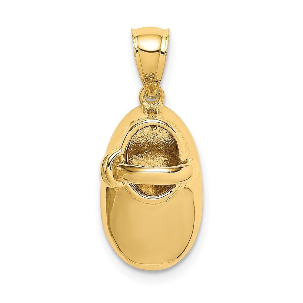 14k Yellow Gold Polished 3D Baby Shoe Pendant for Women