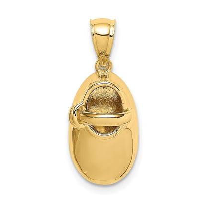 14k Yellow Gold Polished 3D Baby Shoe Pendant for Women