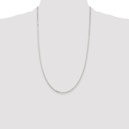 Sterling Silver Rhodium-plated 2.2mm Diamond-cut Long Link Cable Chain