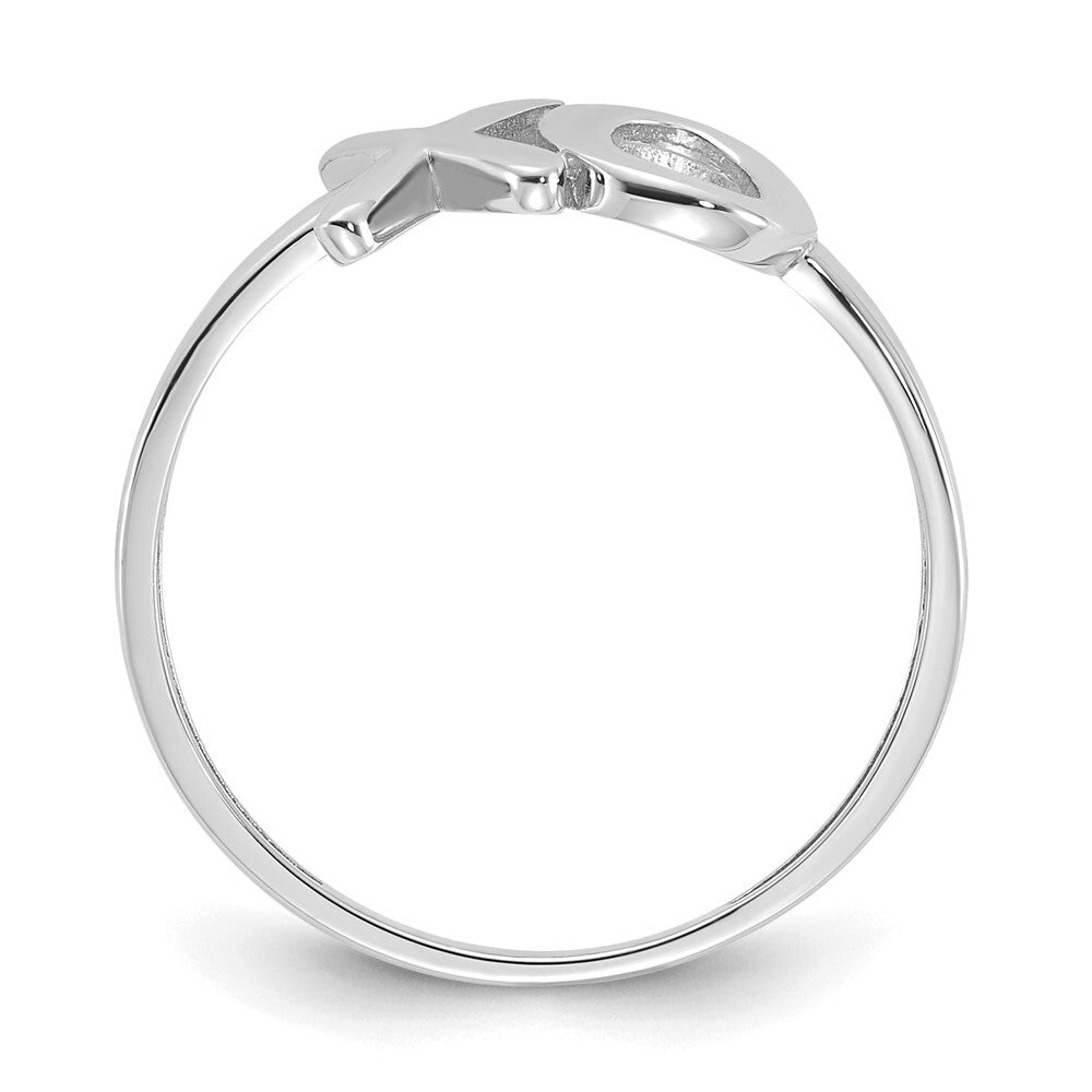 14k White Gold Polished X-O Ring Size 7