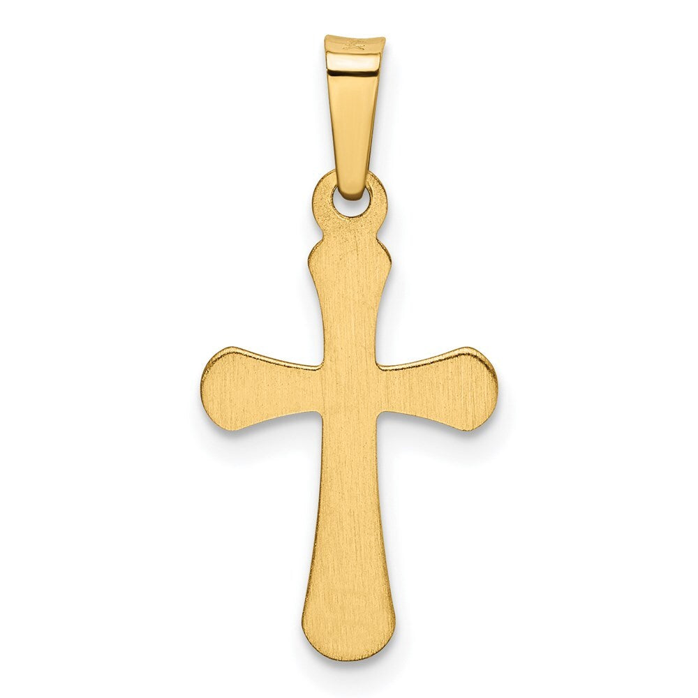 14k Yellow Gold Polished Rounded Cross Pendant for Women