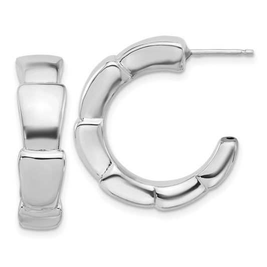 Sterling Silver Rhodium-plated Polished Hoop Earrings