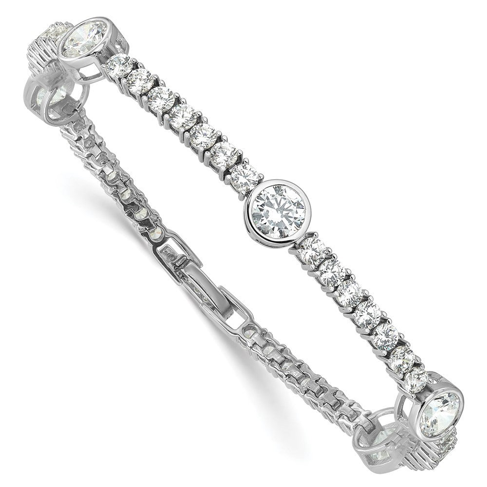 Sterling Silver Rhodium-plated CZ 7in Tennis Bracelet