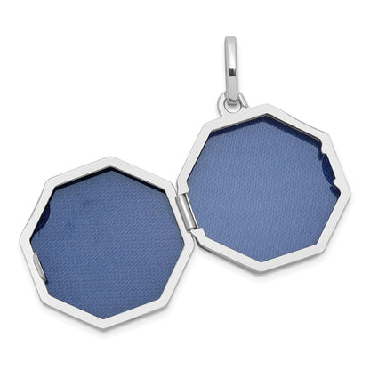 Sterling Silver Polished with Beaded Border 18mm Octagon Shaped Locket
