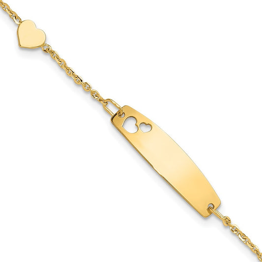 14k Yellow Gold  Heart 24x6mm Cut-out Heart Plate 5.5" ID Bracelet