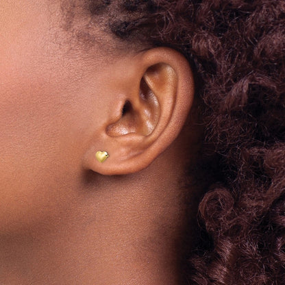 14k Yellow Gold Polished Heart Stud Earrings