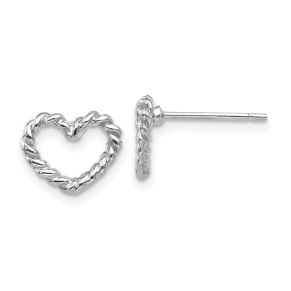 14k White Gold Heart Earrings
