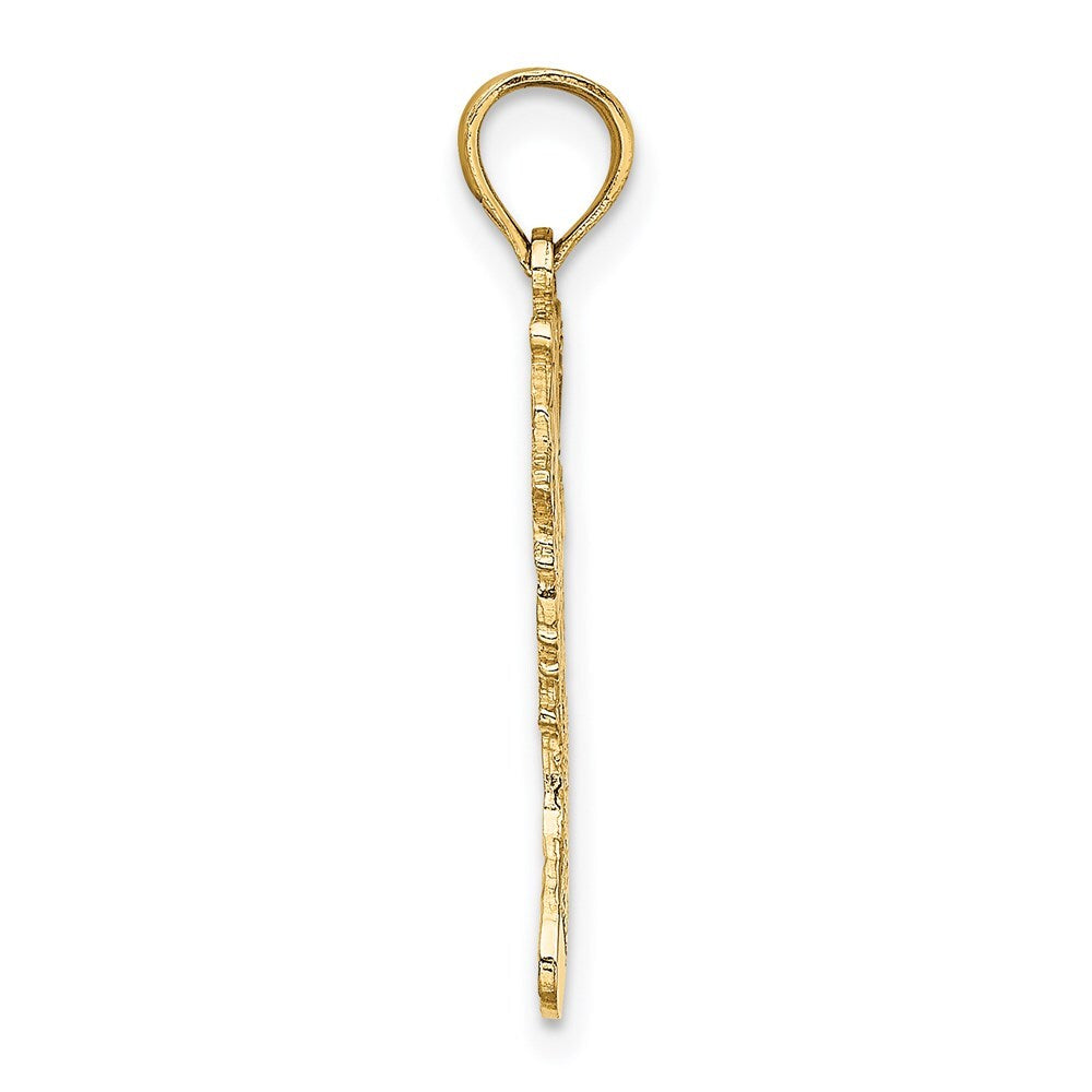14k Yellow Gold Polished Christmas Stocking Charm Pendant for Women