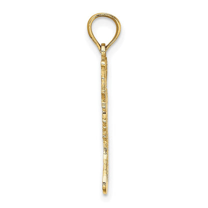 14k Yellow Gold Polished Christmas Stocking Charm Pendant for Women