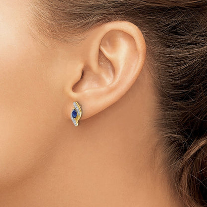14k Yellow Gold Diamond and Sapphire Drop & Dangle Earrings