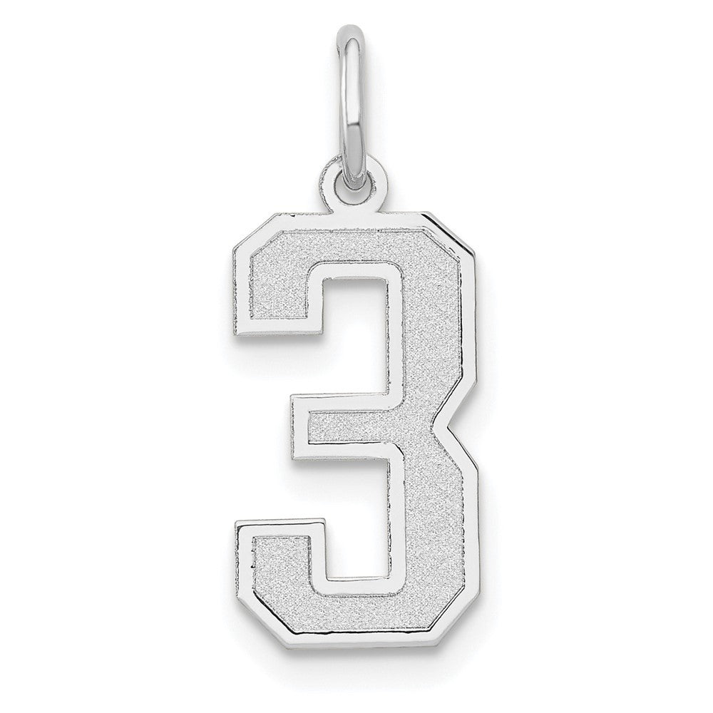 14K White Medium Satin Number 3 Charm