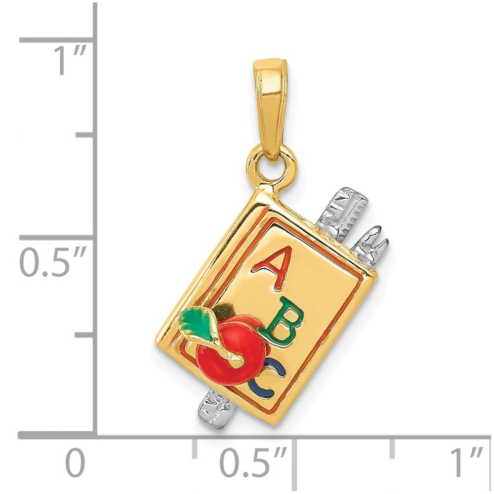 14k Two-Tone Gold 3-D Enameled ABC School Book Pendant