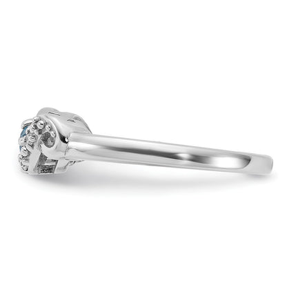 Sterling Silver Rhodium-plated Light Swiss Blue Topaz and CZ Swirl Ring Size 8