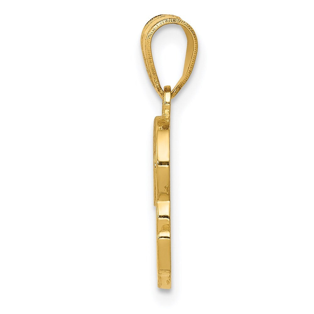 14k Yellow Gold Script Letter R Initial Pendant for Women
