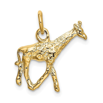 14k Yellow Gold Solid Polished 3-D Giraffe Charm