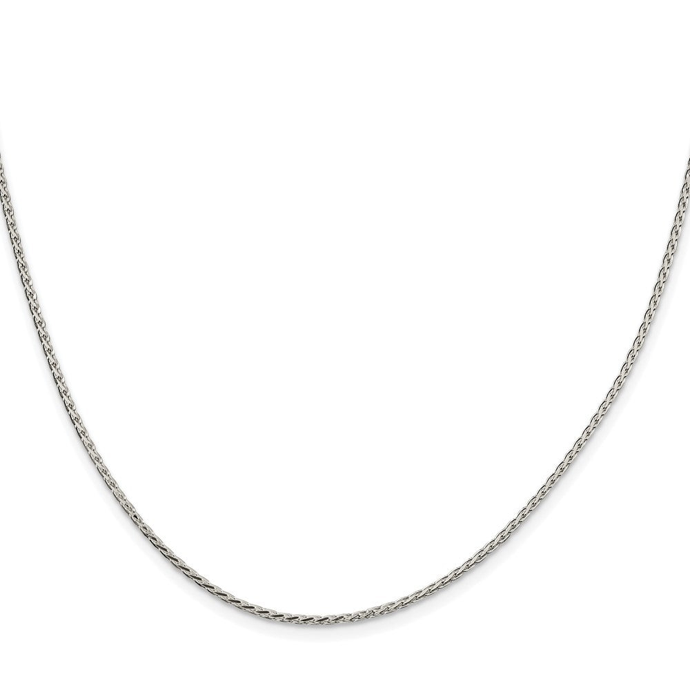 Sterling Silver Rhodium-plated 1.7mm Diamond-cut Round Spiga Chain Necklace