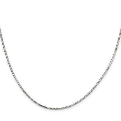 Sterling Silver Rhodium-plated 1.7mm Diamond-cut Round Spiga Chain Necklace